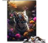 JigsawPuzzle 1000 Pieces for Adults Cute Tiger Cub Butterflies Puzzle Challenging DIY Art for Enthusiasts, for Relaxation (size : 26x38cm)