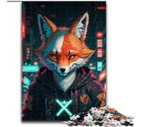 JigsawPuzzle 1000 Pieces for Adults Cyberpunk Fox Made of Wood, for Ages 14+ 50x75cm Family Fun Craft, Perfect for Birthdays, Holidays