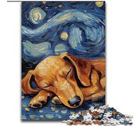 JigsawPuzzle 1000 Pieces for Adults Dachshund Night Sky Difficult Puzzles for Adults Interactive Family Game, DIY Home Decor, Challenging Brain Teaser Gift (Size 26x38cm)