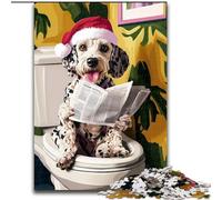JigsawPuzzle 1000 Pieces for Adults Dalmatian on The Toilet cardboard Jigsaw Puzzles 26X38CM DIY Decoration, Brain Challenge, for Adult, Family