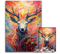 JigsawPuzzle 1000 Pieces for Adults Deer Psychedelic Art Wooden Jigsaw Ideal for Lover, Perfect Christmas, New Year, Valentine's Gift 50x75CM/19.68x29.52inch