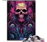 JigsawPuzzle 1000 Pieces for Adults Demon Skull with Purple Eyes Puzzle Made of Wood,Perfect for Family Fun, Party Games, Birthday Party Favors 1000pcs(50x75cm)