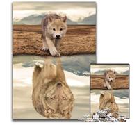 JigsawPuzzle 1000 Pieces for Adults Desert Wolf Reflection cardboard Puzzles for Mother'S Day, Birthdays, Christmas 26X38CM/10.23x14.96inch