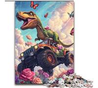 JigsawPuzzle 1000 Pieces for Adults Dinosaur Driving A Car Impossible Jigsaw Puzzles for Adults 26X38CM Colorful Home Decor & Interactive Family Game