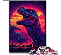 JigsawPuzzle 1000 Pieces for Adults Dinosaur Retro Sunset Sun Puzzle Made of cardboard,Challenging DIY Brain Teaser, Perfect Family Game Or Decorative Gift 1000pcs(26x38cm)