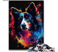 JigsawPuzzle 1000 Pieces for Adults DJ Neon Border Collie cardboard Jigsaw Family Bonding Activity, Home Decor Gift, Family Toy Game size 38x26cm