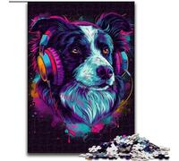 JigsawPuzzle 1000 Pieces for Adults DJ Neon Border Collie Made of Wood, for Ages 14+ 50x75cm Family Fun Craft, Perfect for Birthdays, Holidays