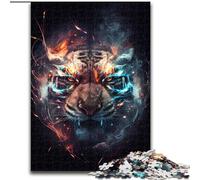JigsawPuzzle 1000 Pieces for Adults Electric Energy Tiger Made of Wood, Unique DIY Home Decor Gift Idea 50x75cm Birthday Gift Idea, Challenging Brain Teaser Game