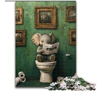 JigsawPuzzle 1000 Pieces for Adults Elephant Go Toilet Jigsaw Puzzles for Adults, 1000 Piece Family Activity Game for Teenager, DIY Home Decor Brain Teaser Gift (Size 26x38 cm)