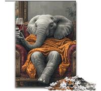 JigsawPuzzle 1000 Pieces for Adults Elephant on The Sofa Impossible Jigsaw Puzzles for Adults 50X75CM Colorful Home Decor & Interactive Family Game