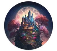JigsawPuzzle 1000 Pieces for Adults Fantasy Castle Landscape Round Puzzle 1000 Pieces Jigsaw Challenging DIY Brain Teaser for Teenagers 67.5x67.5cm