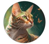 JigsawPuzzle 1000 Pieces for Adults Fantasy Cat 1000 Pieces Round Puzzle Gifts Educational Activity for Cognitive Skills Cognitive Skill Improvement 67.5x67.5cm