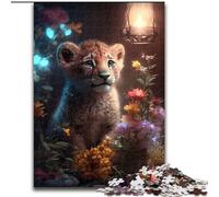 JigsawPuzzle 1000 Pieces for Adults Fantasy Lion Cub Glow Impossible Jigsaw Puzzles for Adults for Birthdays, Holidays, Space Party Decorations (Size 26x38cm)