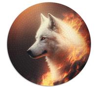 JigsawPuzzle 1000 Pieces for Adults Fantasy Wolf 1000 Pieces Round Puzzle Gifts Educational Activity for Cognitive Skills Cognitive Skill Improvement 67.5x67.5cm