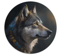 JigsawPuzzle 1000 Pieces for Adults Fantasy Wolf 1000 Pieces Round Puzzle Gifts Educational Activity for Cognitive Skills Cognitive Skill Improvement 67.5x67.5cm