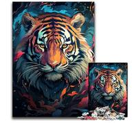 JigsawPuzzle 1000 Pieces for Adults Fierce Painting Fire Tiger Paper Jigsaw Family Interactive Game, Craft Gift with Colorful Artwork 1000 PCS(38x26cm)
