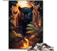 JigsawPuzzle 1000 Pieces for Adults Fiery Black Panther Made of Wood, Unique DIY Home Decor Gift Idea 50x75cm Engaging Family Game Night Activity
