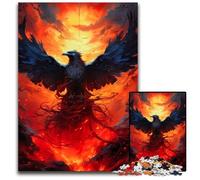 JigsawPuzzle 1000 Pieces for Adults Flame Sky RavenWooden Jigsaw Puzzles for Travel Lovers Couples Challenging Toy 1000 PCS(75x50cm)