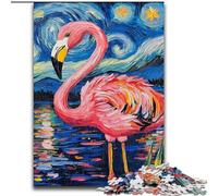 JigsawPuzzle 1000 Pieces for Adults Flamingo Night Sky Impossible Jigsaw Puzzles for Adults size 50x75cm for Home Decor, Brain Training