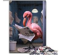 JigsawPuzzle 1000 Pieces for Adults Flamingo Reading Newspaper Difficult Puzzles for Adults size 26x38cm Challenging DIY Brain Teaser, Perfect Family Game Or Decorative Gift