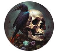 JigsawPuzzle 1000 Pieces for Adults Floral Raven Skull Cardboard Puzzles, Ideal for Office, Bedroom, Living Room Decor (67.5x67.5cm)