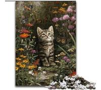 JigsawPuzzle 1000 Pieces for Adults Flower Kitten Jigsaw Gift DIY Fun Suitable for Home Living Room Office Decoration (size 50x75cm)