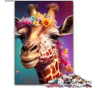 JigsawPuzzle 1000 Pieces for Adults Flowers Giraffe Puzzles for Adults for Family And Friends, Suitable for Ages 14+ size 50x75cm