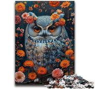 JigsawPuzzle 1000 Pieces for Adults Flowers Owl Toys Educational Games Stress Relieving Suitable for Desktop Decoration 26x38cm