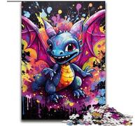 JigsawPuzzle 1000 Pieces for Adults Flying Dragon Graffiti Painting Jigsaw Puzzles for Adults 1000 Piece DIY Home Decor Brain Teaser Game for Teenagers (Size 26x38 cm)
