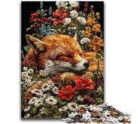 JigsawPuzzle 1000 Pieces for Adults Fox Sleeping in The Flowers Help The Brain Exercise Addictive Toys to Cultivate Patience Suitable for Couples 26x38cm