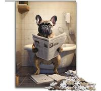 JigsawPuzzle 1000 Pieces for Adults French Bulldog Reading Newspaper Difficult Puzzles for Adults size 26x38cm Challenging DIY Brain Teaser, Perfect Family Game Or Decorative Gift