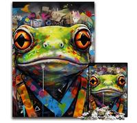 JigsawPuzzle 1000 Pieces for Adults Frog Graffiti cardboard Jigsaw Ideal for Lover, Perfect Christmas, New Year, Valentine's Gift 26X38CM/10.23x14.96inch