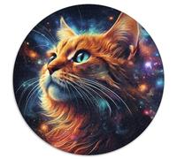 JigsawPuzzle 1000 Pieces for Adults Galaxy Cats Round Paper Puzzles Artwork Decor Intelligence Toy for Family Indoor Games (67.5x67.5cm)