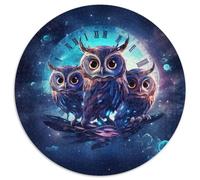 JigsawPuzzle 1000 Pieces for Adults Galaxy Owl Round Paper Puzzles Artwork Decor Intelligence Toy for Family Indoor Games (67.5x67.5cm)
