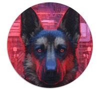 JigsawPuzzle 1000 Pieces for Adults German Shepherd 1000 Pieces Round Puzzle Gifts Educational Activity for Cognitive Skills Cognitive Skill Improvement (67.5x67.5cm)