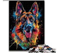 JigsawPuzzle 1000 Pieces for Adults German Shepherd DJ Neon Jigsaw Made of cardboard,Challenging Brain Teaser for Teenagers & Families 1000pcs(26x38cm)