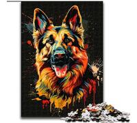 JigsawPuzzle 1000 Pieces for Adults German Shepherd DJ Neon Puzzle Made of cardboard,Perfect for Christmas, Halloween, Easter, New Year 1000pcs(26x38cm)