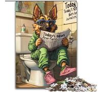 JigsawPuzzle 1000 Pieces for Adults German Shepherd Go Toilet Puzzles for Adults size 26x38cm High-Difficulty Brain Teaser for Teenagers