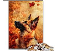 JigsawPuzzle 1000 Pieces for Adults German Shepherd in Autumn Leaves Jigsaw Adult Game Gift Family Interactive Game Brain Challenge Gift 50X75CM