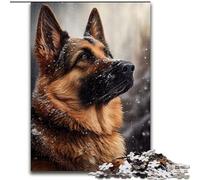JigsawPuzzle 1000 Pieces for Adults German Shepherd Snow Puzzles 1000 Pieces for Adults for Birthdays, Christmas, Halloween, Thanksgiving, Easter Size 50X75CM