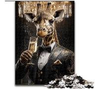 JigsawPuzzle 1000 Pieces for Adults Golden Black Giraffe, Help The Brain Exercise Addictive Toys to Cultivate Patience Perfect Decoration (Size 26x38cm)
