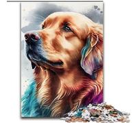 JigsawPuzzle 1000 Pieces for Adults Golden Retriever Watercolo, Game Toys Every Piece Is Unique - Challenging Family Fun Game for for Age 14 (Size 26x38cm)
