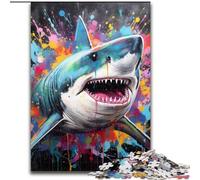 JigsawPuzzle 1000 Pieces for Adults Graffiti Painting Shark Puzzles for Adults for Birthdays, Holidays, And Home Decor (Szie 26x38cm)