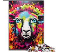 JigsawPuzzle 1000 Pieces for Adults Graffiti Painting Sheep cardboard Jigsaw size 26x38cm Brain-Challenging DIY Decorative Game, Family Interactive Toy