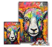 JigsawPuzzle 1000 Pieces for Adults Graffiti Painting Sheep Jigsaw Puzzles for Adults Size 26x38cm Brain Challenge Gift, Educational Activity for Teenagers