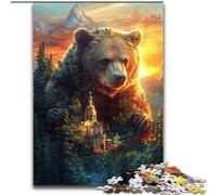 JigsawPuzzle 1000 Pieces for Adults Gray Brown Bear Difficult Puzzles for Adults Interactive Family Game, DIY Home Decor, Challenging Brain Teaser Gift 26X38CM