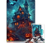 JigsawPuzzle 1000 Pieces for Adults Halloween Castle,Help The Brain Exercise Addictive Toys to Cultivate Patience Wall Decoration 38x26cm