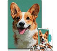 JigsawPuzzle 1000 Pieces for Adults Happy Corgi,Help The Brain Exercise Addictive Toys to Cultivate Patience Perfect Decoration 38x52cm