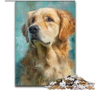 JigsawPuzzle 1000 Pieces for Adults Happy Golden Retriever Wooden Puzzles 50X75CM for Holidays, Birthdays, And Family Game Nights