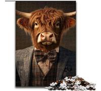 JigsawPuzzle 1000 Pieces for Adults Highland Cattle in Suits Challenging Game And Family Play Educational Game for Birthday, Chrismas 50x75cm